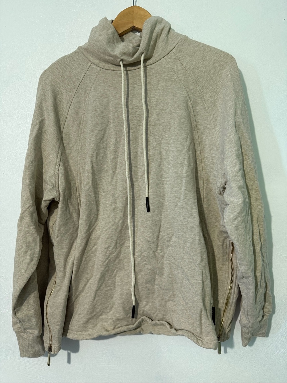 Varley Women’s Light Beige Funnel Neck Drawstring Sweatshirt